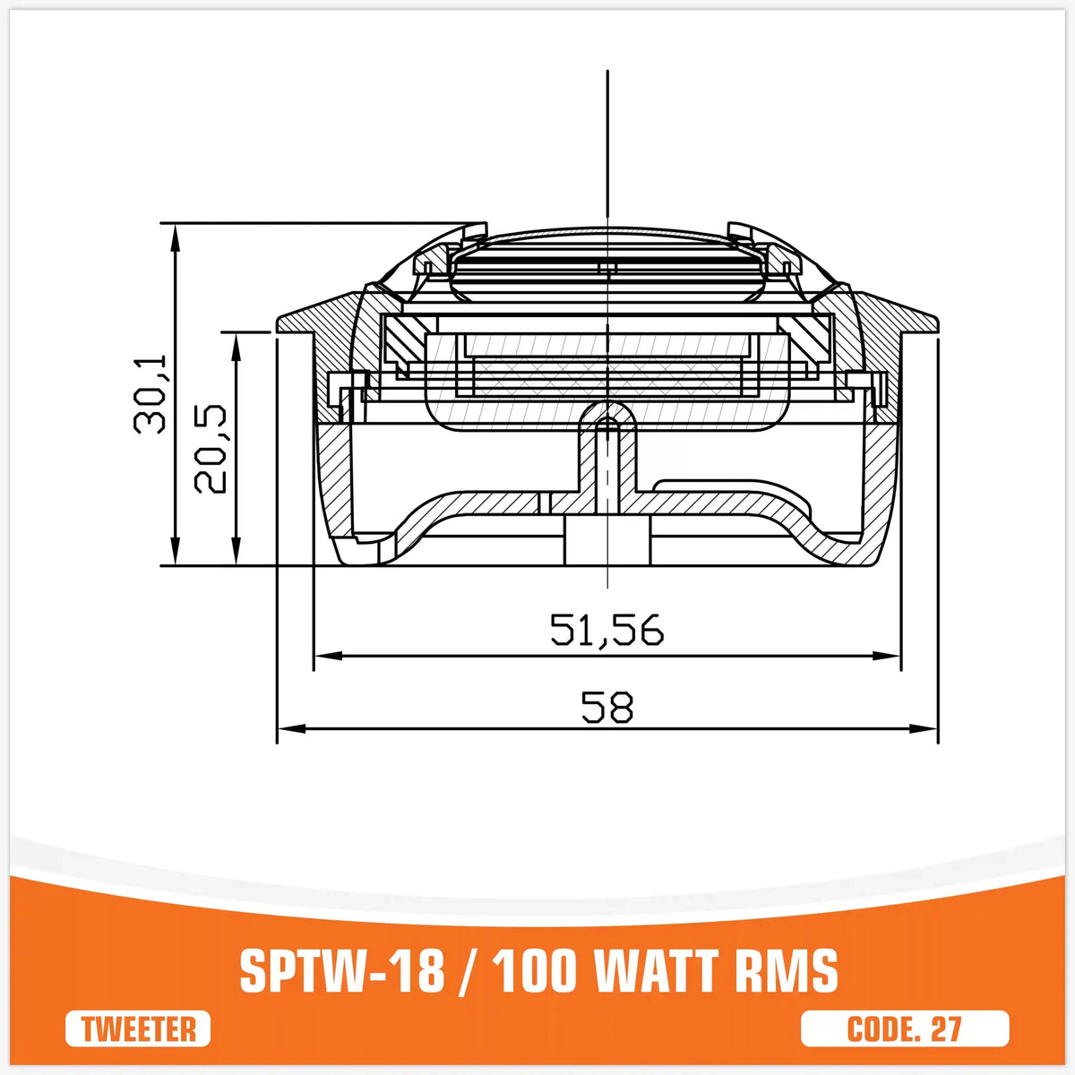 SP TW 18 Tweeterset, 100W RMS / 200W Max, foto 4