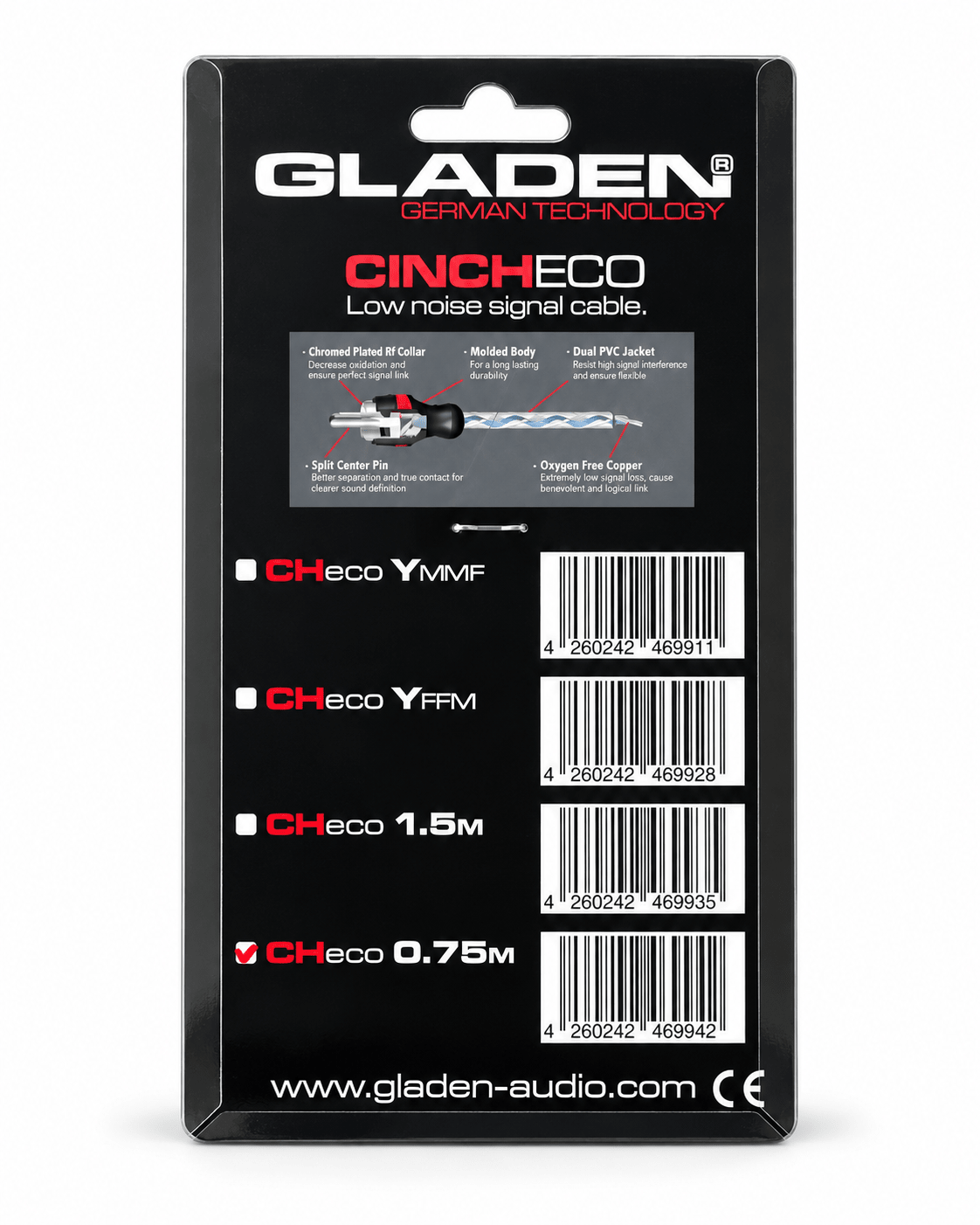 Gladen Z-ChECO RCA-kabel 0,75 m, foto 2