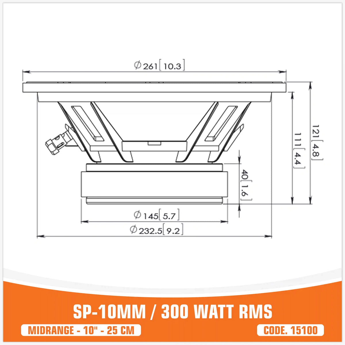 SP 10MM Midrange Extreme, 10 inch, 300W RMS, foto 2