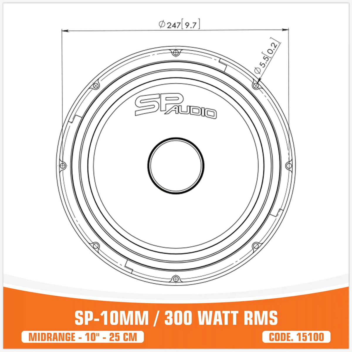 SP 10MM Midrange Extreme, 10 inch, 300W RMS, foto 3