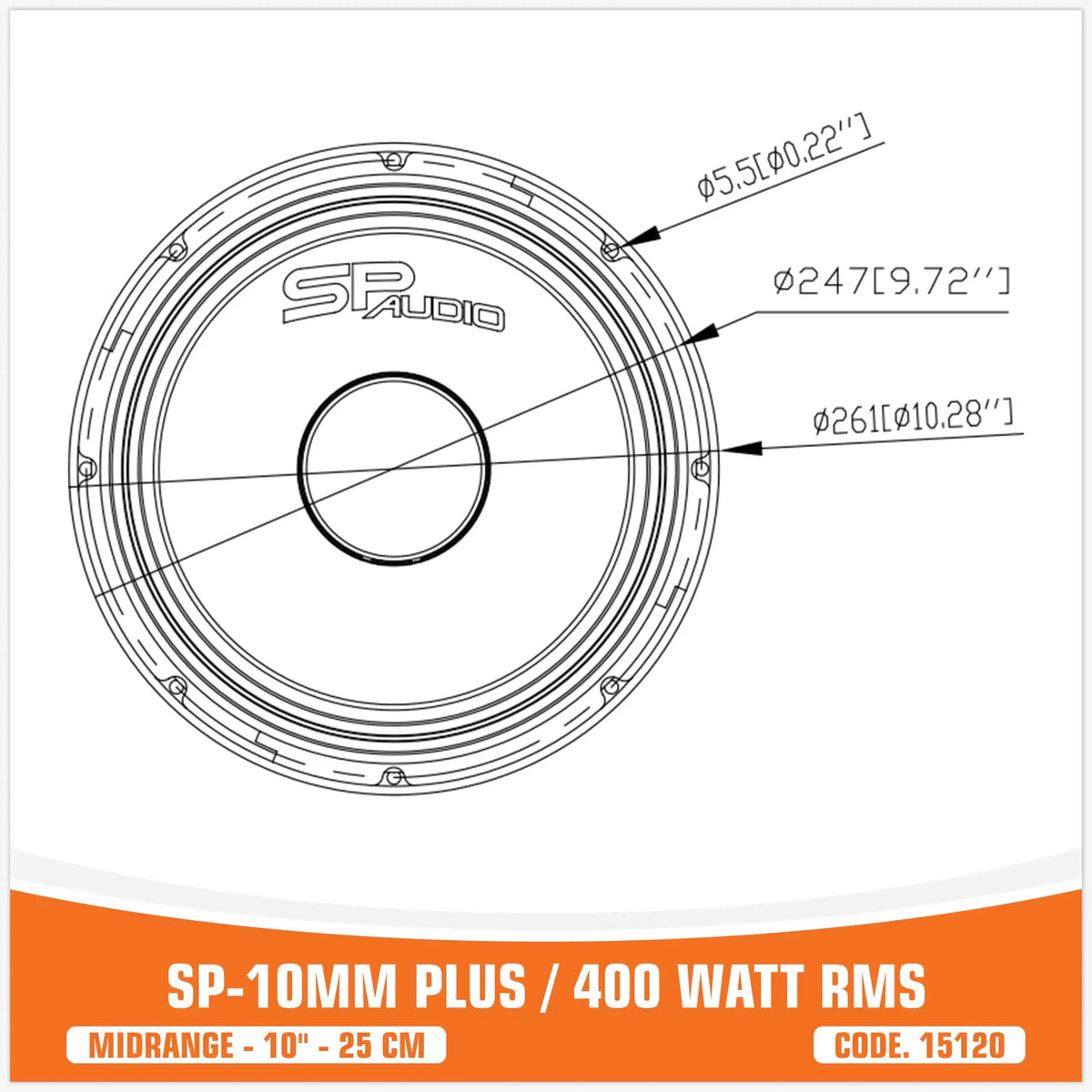 SP 10MM Plus Midrange Extreme, 10 inch, 400W RMS, foto 3