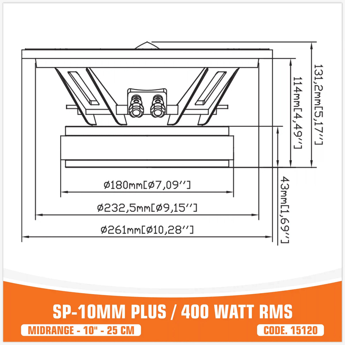SP 10MM Plus Midrange Extreme, 10 inch, 400W RMS, foto 2