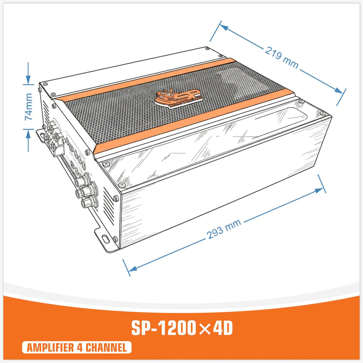 SP-1200.4D, 4-Kanaals Class-D Versterker, 1200W, 1 ohm, foto 2