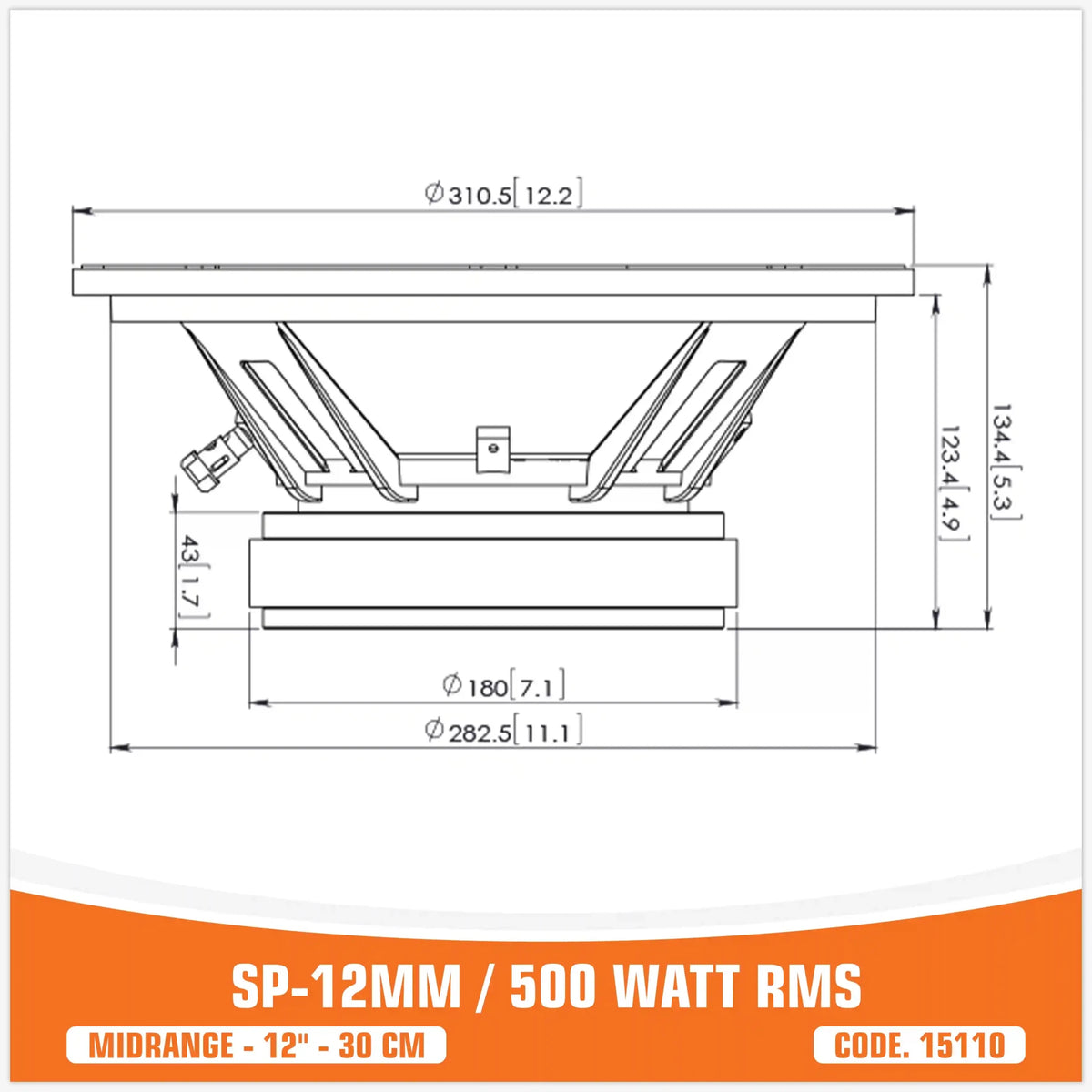 SP 12MM Midrange Extreme, 12 inch, 500W RMS, foto 3