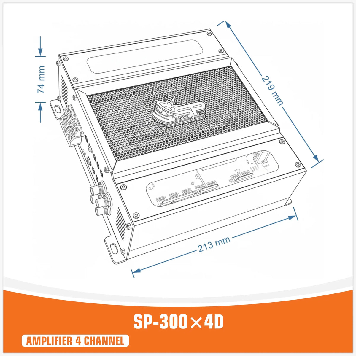 SP-300.4D, 4-Kanaals Class-D Versterker, 300W, 1 ohm, foto 2