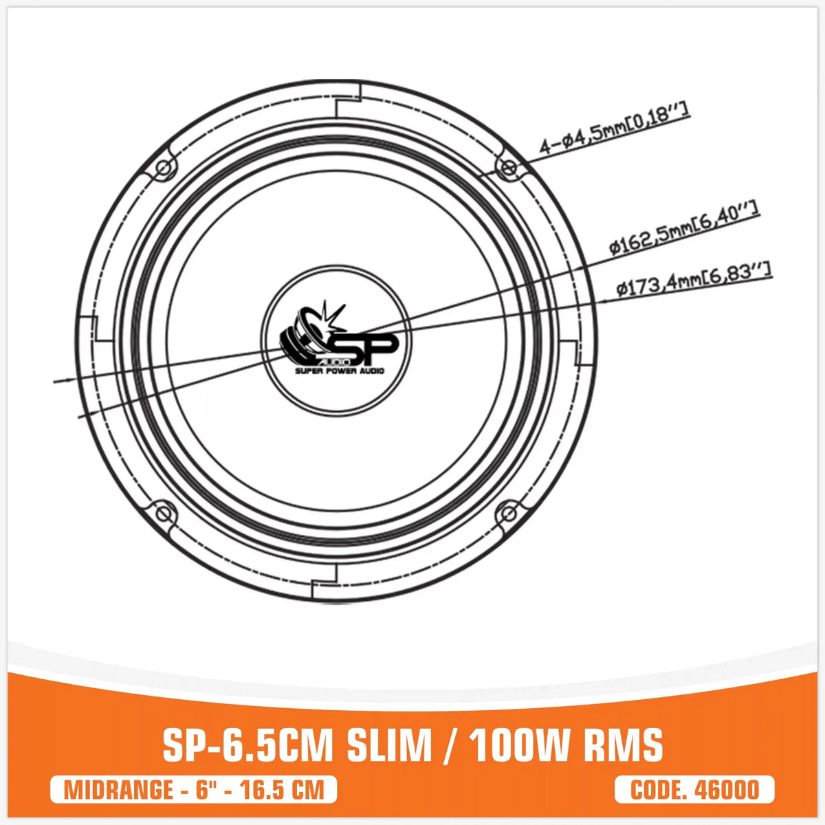 SP 6.5CM Slim ondiepe middentoner 6,5 inch, foto 2