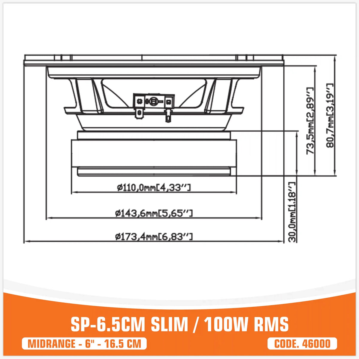 SP 6.5CM Slim ondiepe middentoner 6,5 inch, foto 3