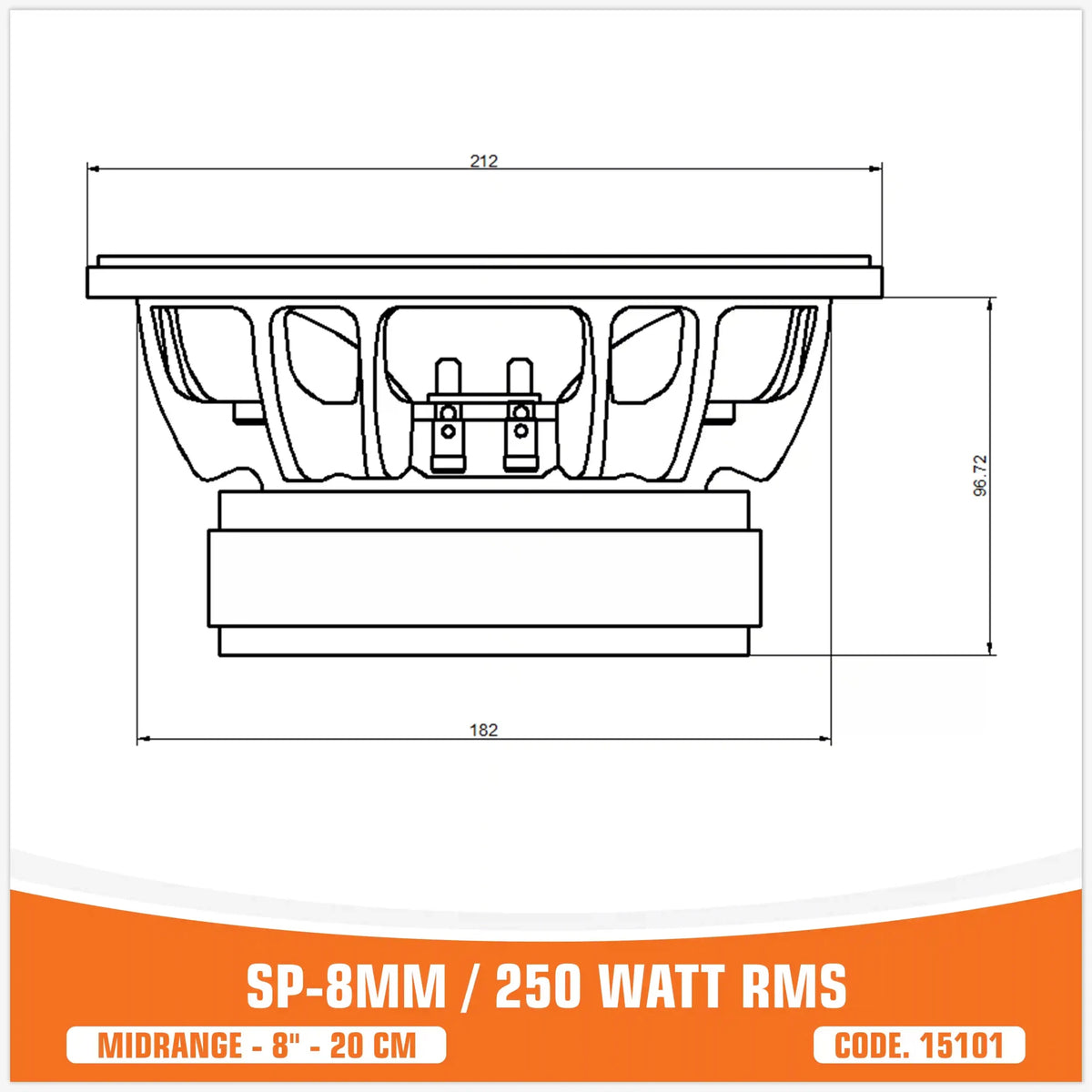SP 8MM Midrange Extreme, 8 inch, 250W RMS, foto 2