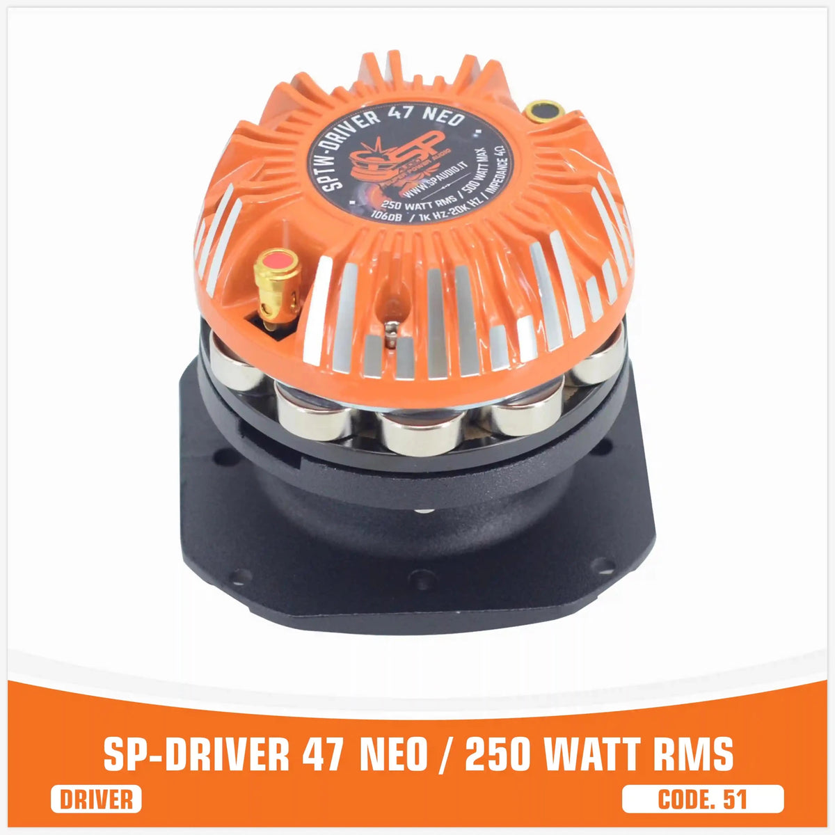 SP Driver 47 NEO Complete Driver met Hoorn, 250W RMS, Neodymium Magneet, foto 3