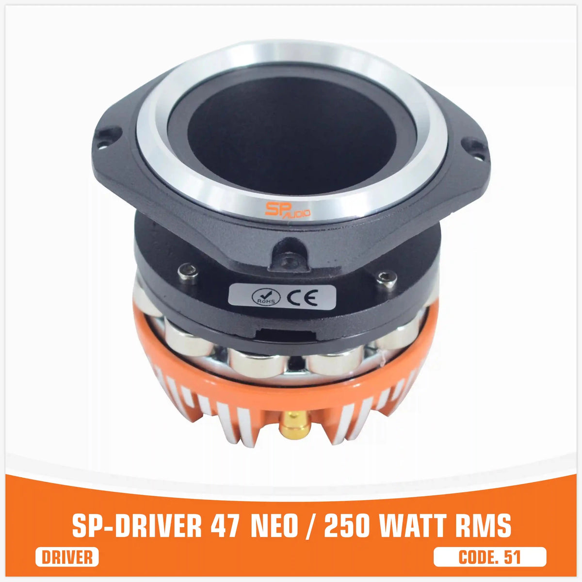 SP Driver 47 NEO Complete Driver met Hoorn, 250W RMS, Neodymium Magneet, foto 2