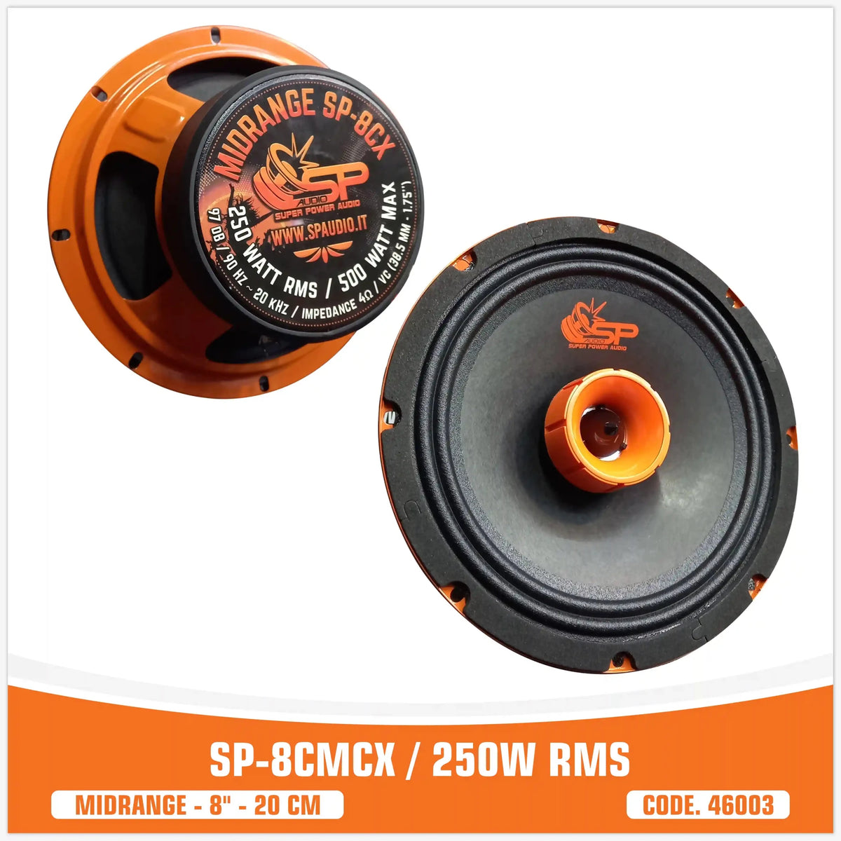 SP8CM CX Coaxiale Middentoner met Tweeter, 8 inch, 250W RMS, foto 1